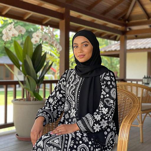 Woman in Black Hijab in Pavilion