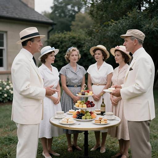 1950s Elegant Garden Party Scene