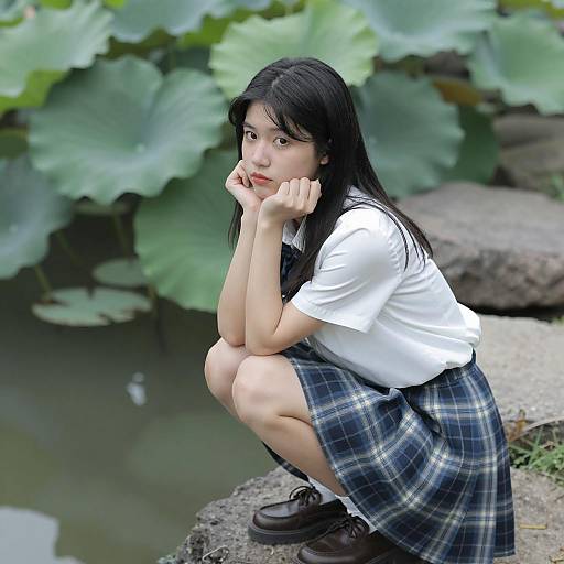 Thoughtful Asian Woman by Serene Pond