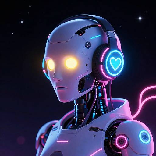 Cyberpunk Neon Futuristic Humanoid Robot
