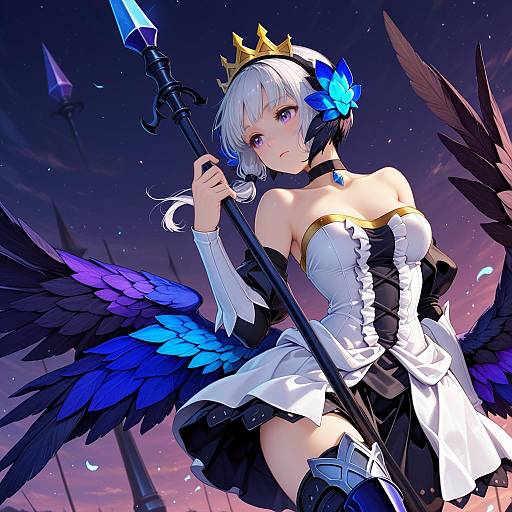 Illustration of Gwendolyn (odin sphere), odin sphere in the style of Hi you (flying bear)