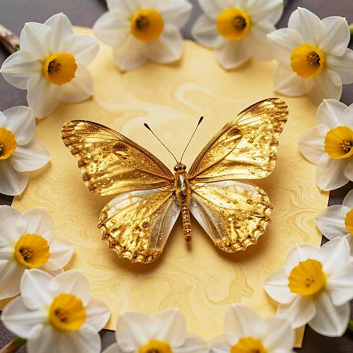 Majestic Butterfly on Marbled Paper