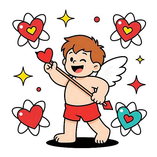 Mid-Century Modern Cupid Illustration