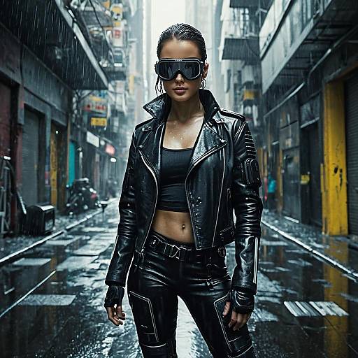 Alicia Vikander: Cyberpunk Vigilante in Rain