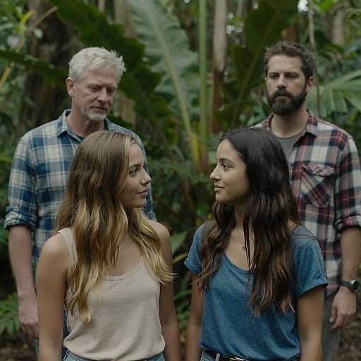 People in a Lush Jungle Setting
