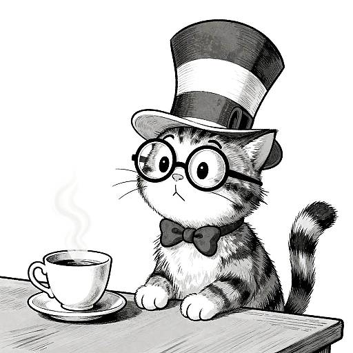 Vintage Cat in Hat Illustration