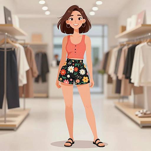 Smiling Woman in Casual Summer Outfit