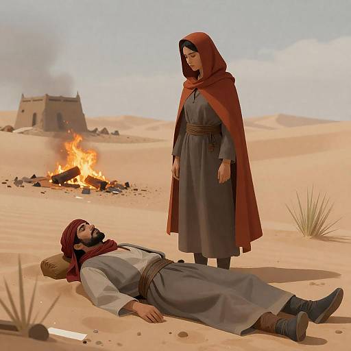 Dramatic Desert Scene with Figures