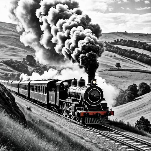 Vintage Steam Train in Rolling Hills
