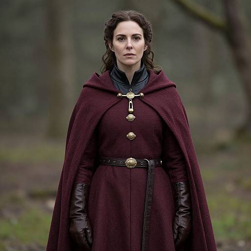 Regal Woman in Burgundy Cloak