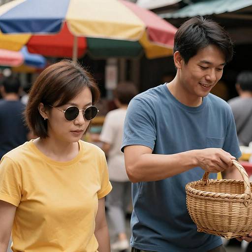 Candid Market Scene with Two Individuals