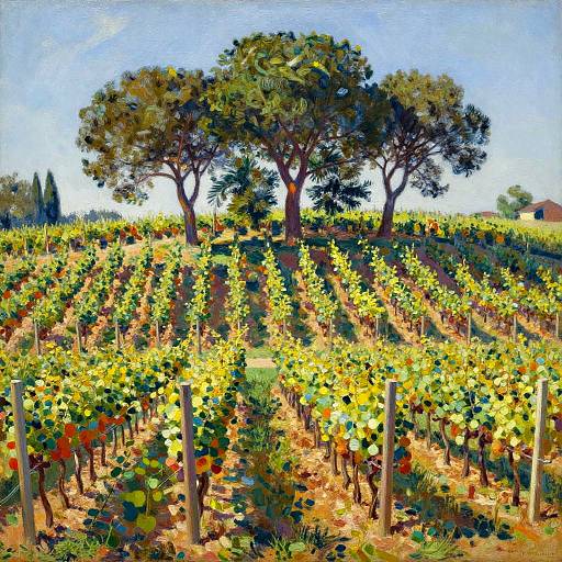 Impressionist Vineyard Morning Scene
