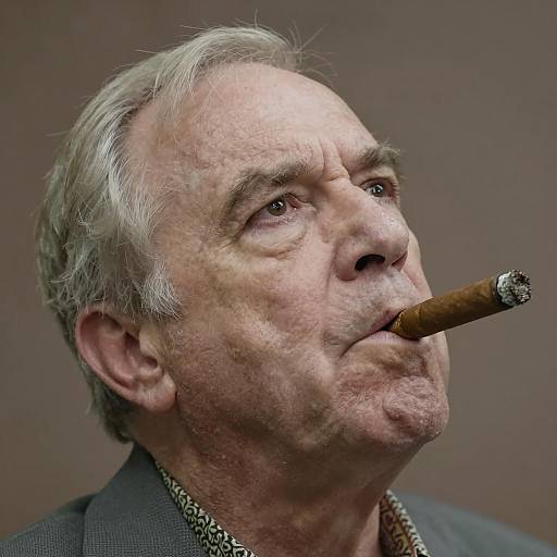 Middle-Aged Man Smoking Cigar