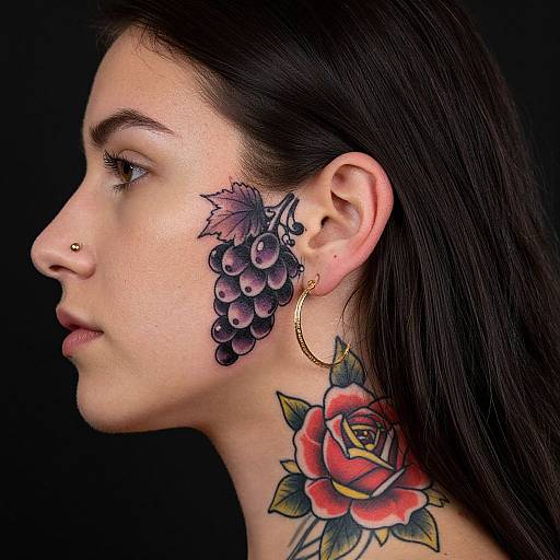 Side Profile Woman with Detailed Tattoos