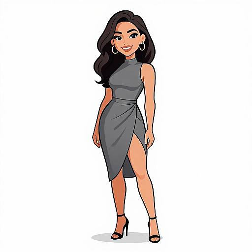 Stylish Woman in Grey Dress