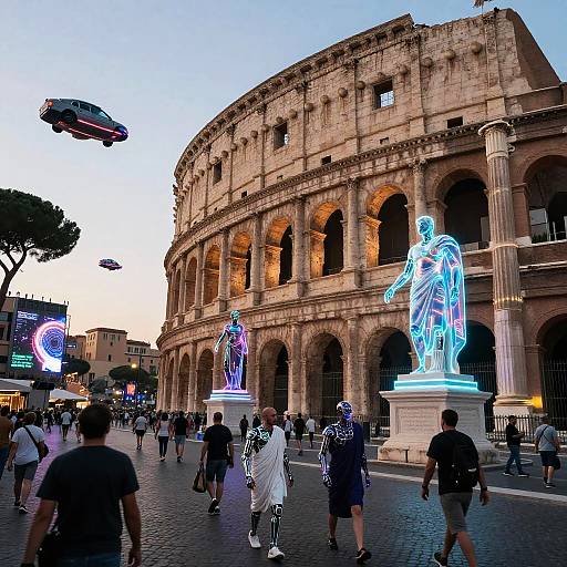 Cyberpunk Ancient Rome Futuristic Scene