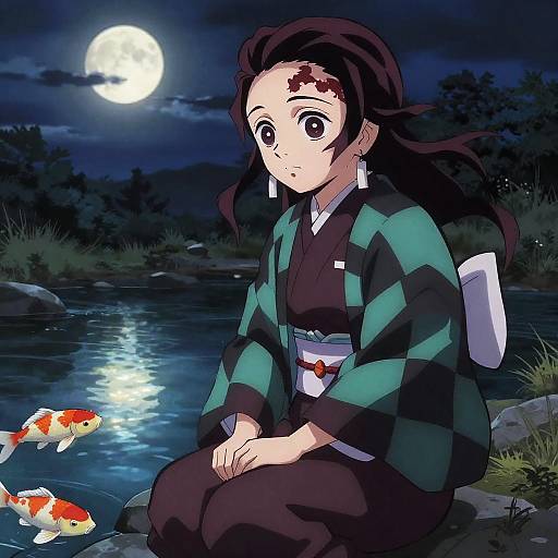 Moonlit Demon Slayer Anime Girl