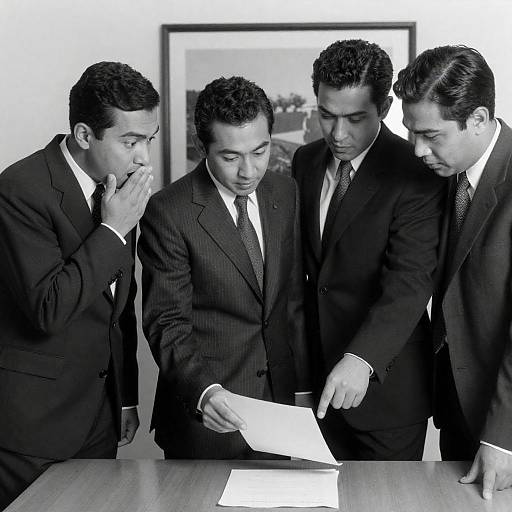 Group of Men Discussing Document in Office