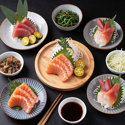 Elegant Sashimi Platter with Garnishes