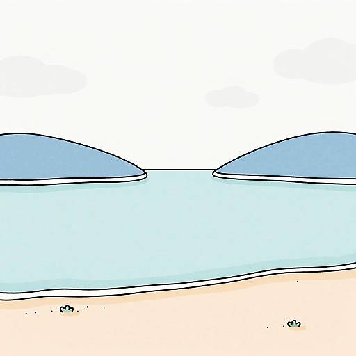 Minimalist Calm Lake Shore Illustration