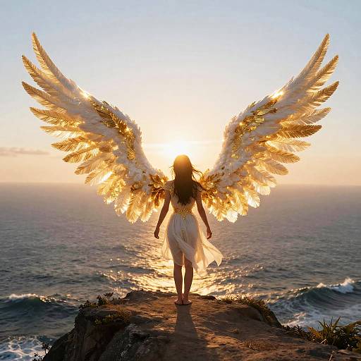 Glowing Angel Wings at Dawn