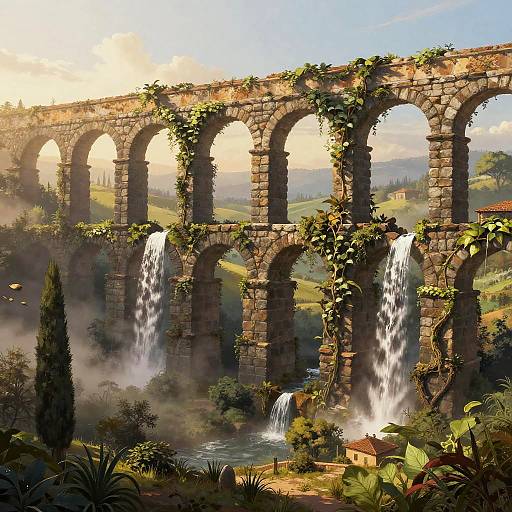 Hyper-Realistic Roman Aqueduct Landscape