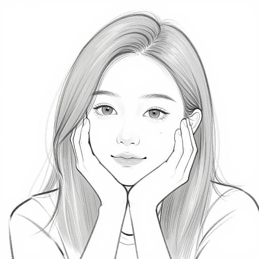 Grayscale Thoughtful Portrait Sketch