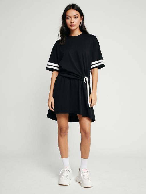Sporty Chic Woman in Mini Dress