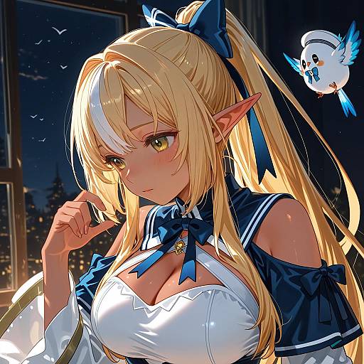 Illustration of Elfriend (shiranui flare), hololive in the style of Yomosaka