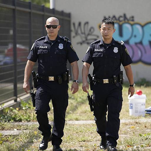 Urban Police Officers in Nature Scene