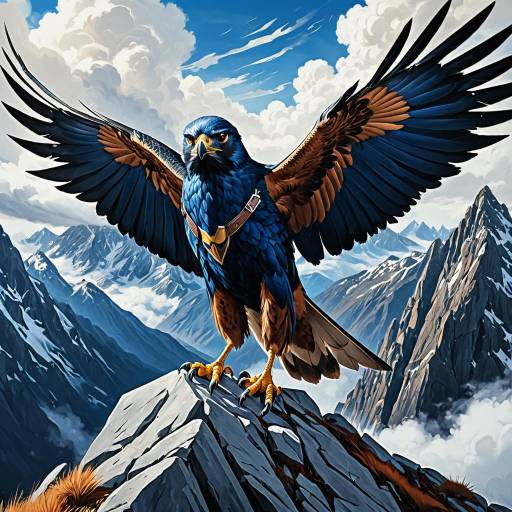 Epic Cobalt Blue Falcon on Mountain Peak