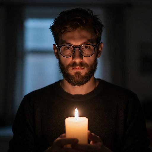 Candlelit Portrait of a Bearded Man
