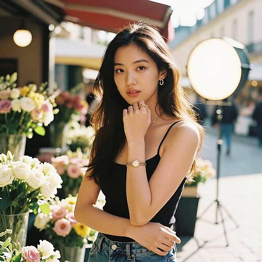 Realistic Parisian Florist Portrait