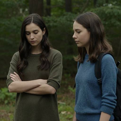 Two Women in a Serene Forest Setting