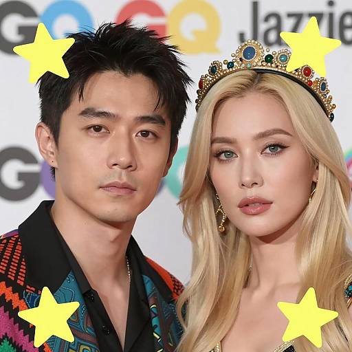 Stylish Couple in Colorful Close-Up