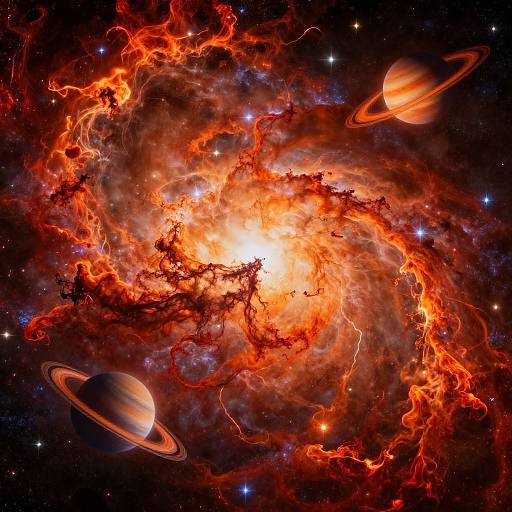 Fiery Cosmic Nebula in Cinematic Detail