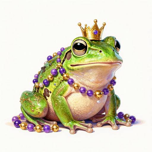 Whimsical Crowned Frog with Beads