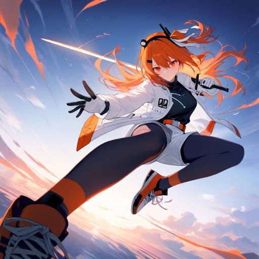Dynamic Sunset Pose of Adachi Rei