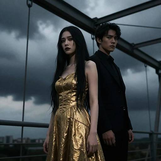 Gothic Duo on a Stormy Bridge