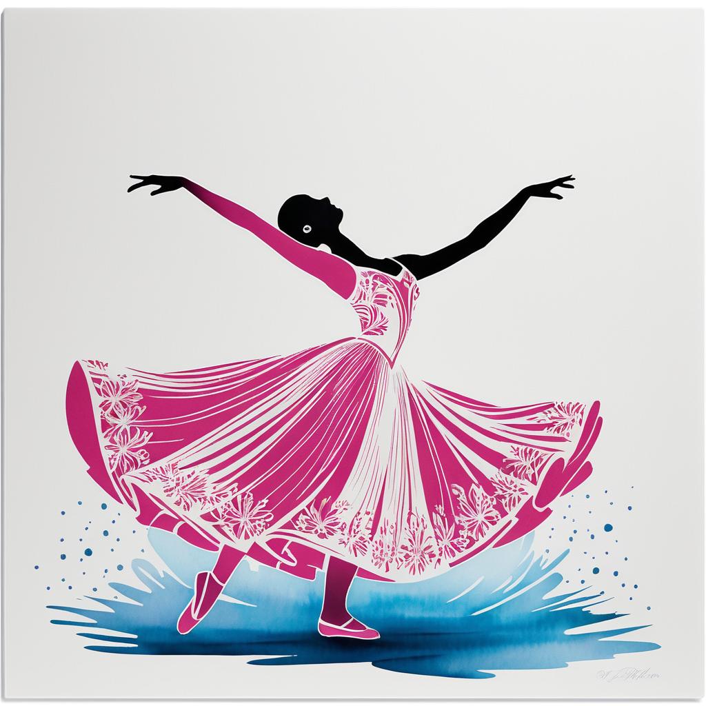 Elegant Ballerina Block Print Art