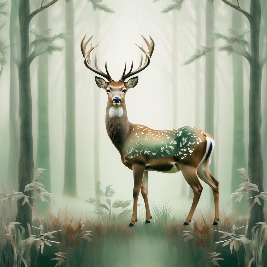 Elegant Deer in a Misty Forest