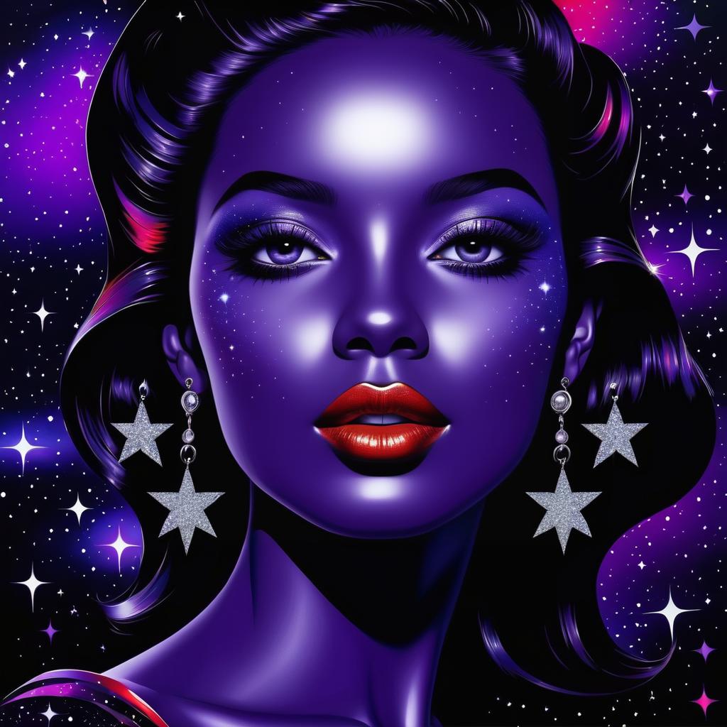 Psychedelic Pop Art Woman With Stars