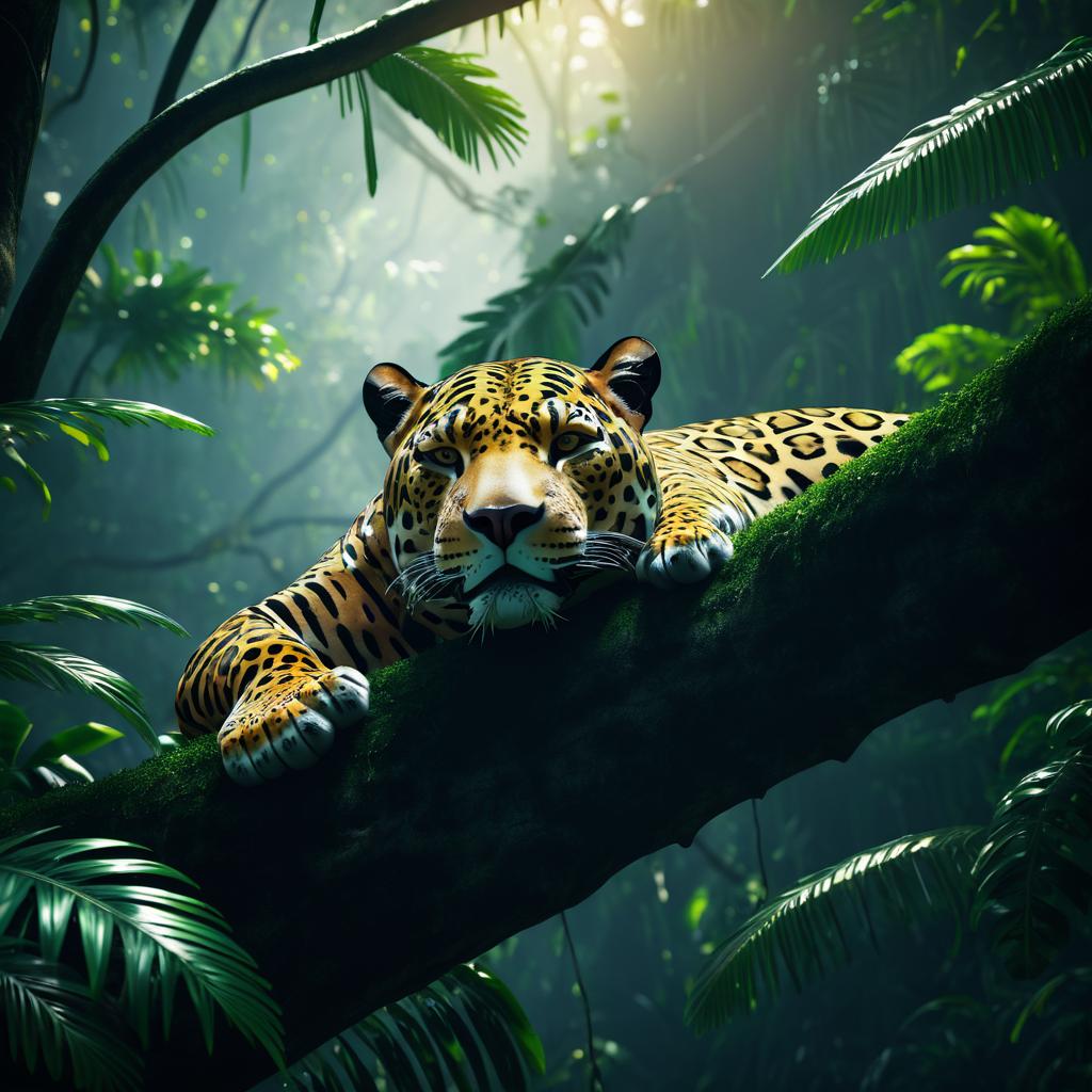 Cinematic Jaguar Portrait in Jungle