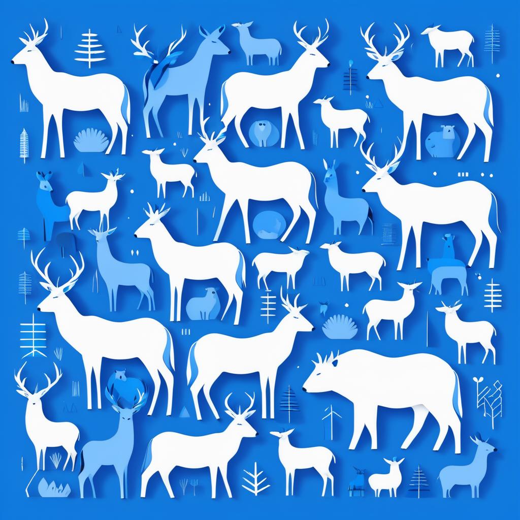 Bold Geometric Animals in Blue