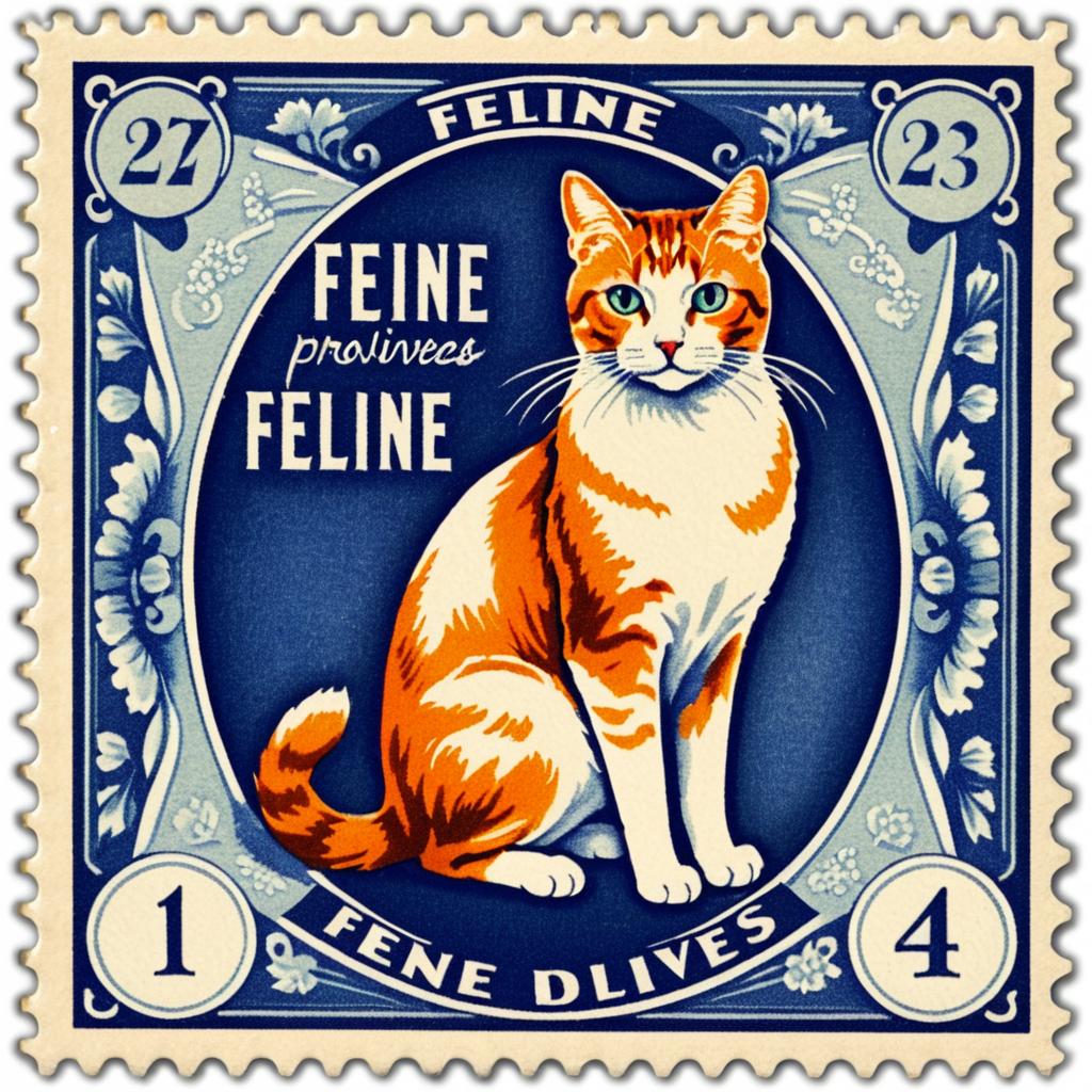 Elegant Cat Postage Stamp Design