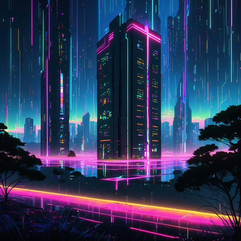 Futuristic Neon City in Twilight Ambiance