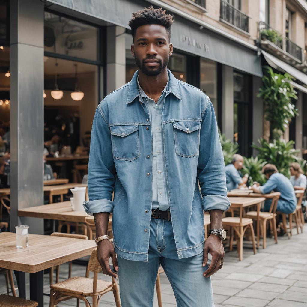 Chic Denim Ensemble in Stylish Café