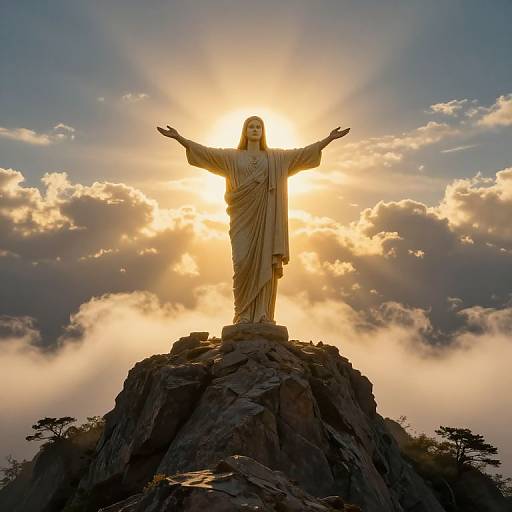 Radiant Figure on Rocky Summit