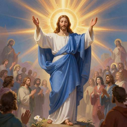 Jesus Christ with Raised Arms and Divine Light