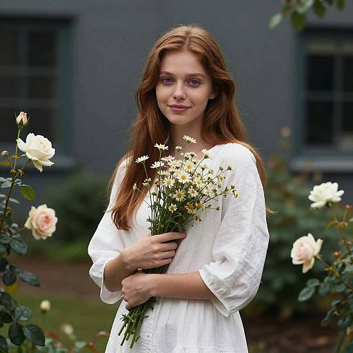 Cinematic Portrait of Woman in Garden
